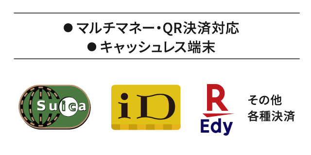 ● マルチマネー・QR決済対応　● キャッシュレス端末